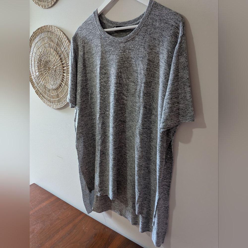 Grey Marled Short Sleeve Knit Top
